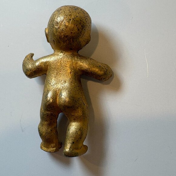 Vintage Allison Mager Gold Tone Baby Brooch Unique Statement Costume Jewelry - Picture 8 of 11